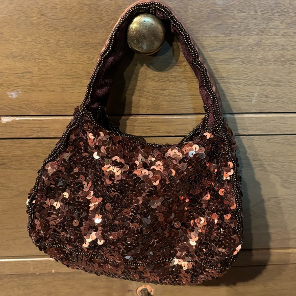 Vanessa Small Brown Sequin Evening Purse - Picture 5 of 10